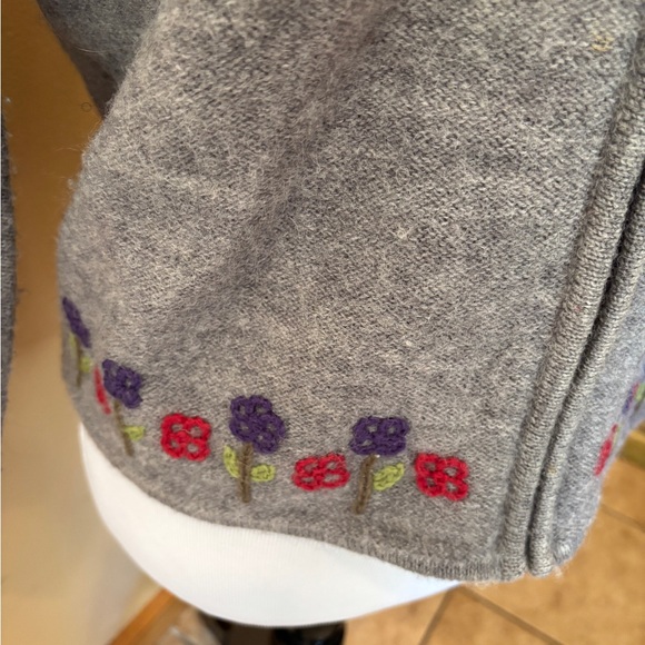 Karen Scott Pure Wool Sweater Full Zip Jacket with Floral Embroidered Accents - Picture 2 of 6